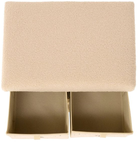 Atmosphera Kids Ezzio Storage Ottoman with 4 Drawers - 39 x 38 x 50 cm - Foldable - Beige