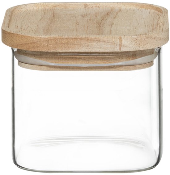 4er-Set Vorratsgläser / Vorratsbehälter aus Glas mit Holzdeckel - 500 ml - 1000 ml - Vorratsgläser mit luftdichtem Deckel