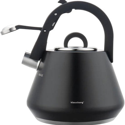 Klausberg 7948 - Fluitketel met fluit - 2.5 liter - RVS - zwart