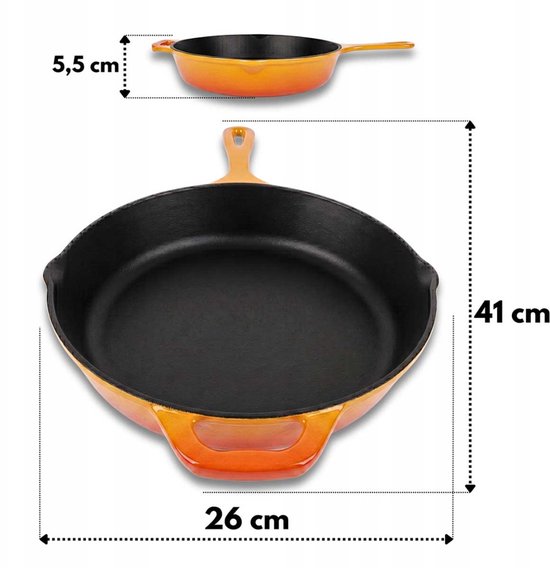 Hage - Pan Set - Kitchen Set - Cast Iron Pan Set - 3-Piece - 4 L Dutch Oven with Lid - 6 L Casserole with Lid - 26 cm Frying Pan - Enameled Cast Iron - Induction - Oven - Mustard Yellow