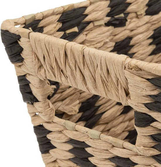 5Five Wicker storage basket - braided - beige/black - 31 x 15 x 1 - Cupboard/bathroom baskets