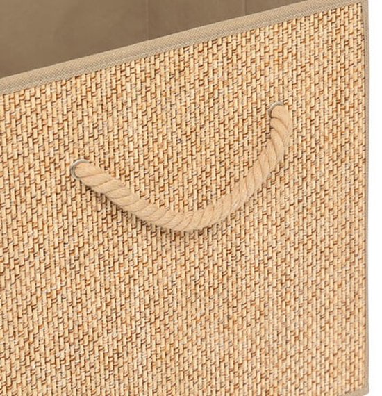 Stemy opvouwbare opbergbox met touwgreep – rattanlook, beige, 31 cm – foto 2