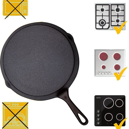 Hage - Gietijzeren Koekenpan - Cast Iron Frying Pan - Mini Bakpan - Natuurlijk Antiaanbak Effect - BBQ & Kampvuur - Voor Bakken, Braden, Grillen & Serveren - Ø20 x 4.5 cm - Zwart