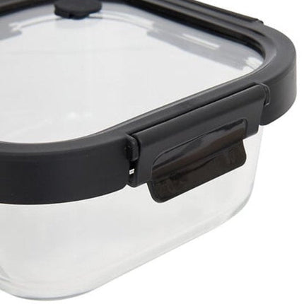 Vershoudbakjes - Set van 2 - Bewaarbakjes met Deksel - Magnetronbestendige Lunchbox - Voedselcontainer - Vierkante - 750ml - Borosilicaat Glas - 17.2 x 17.2 x 7.3 cm - Transparante en Zwart Deksel
