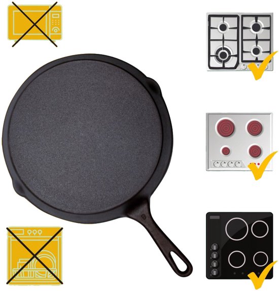 HAGE Serie - Gietijzeren Pan - 16 cm - Vaatwasmachinebestendig - Geschikt voor Alle Kookplaten