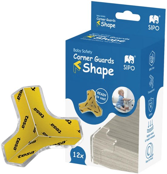 Sipo Hoekbeschermers voor meubels zelfklevend set van 12 3,8 x 3,8 cm transparant