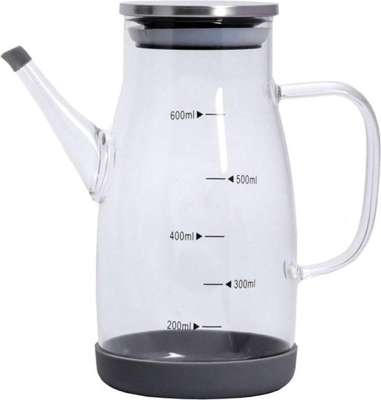 Glazen olie- en azijnfles 600 ml – borosilicaatglas met siliconen dop – foto 7