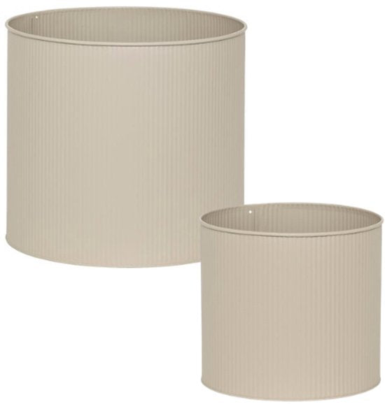 Aze Planter Set - 2 Pieces - Modern Plant Stand - Metal Flower Pots on Stand - Tall Indoor Plant Pot - Flower Pot Set with Drainage - Ø30 x 44.3 cm - Beige