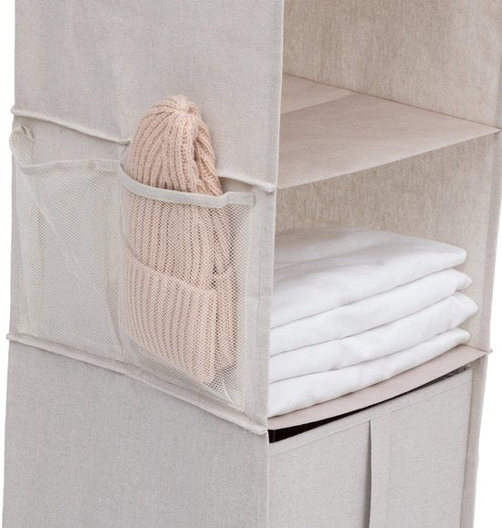Hanging wardrobe organizer 10 compartments Five® - Dressy + - Beige
