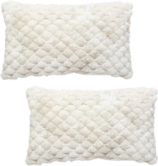 Adriel Cushion - Set of 2 - Luxury Soft Cushions with Tie-Dye Effect - Removable Cover and Filling - Polyester - 38 x 58 cm - Beige