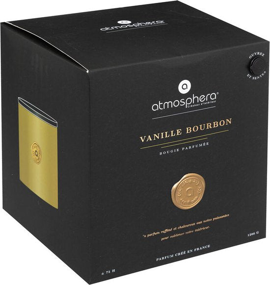 Atmosphera Enzo Scented Candle in Glass Jar - Vanilla Scent - 1200g - 75h Burn Time