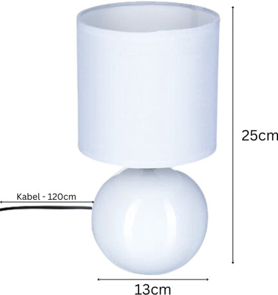 Timéo bol tafellamp wit, set van 2 – keramische lamp van 25 cm hoog – foto 4