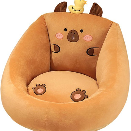 Kinder Fauteuil - Zachte Kinderstoel Met Eend - Baby & Peuter Stoeltje - Capybara Pluche - Plush Zetel - Voor Kinderkamer - 50x45 cm - Bruin