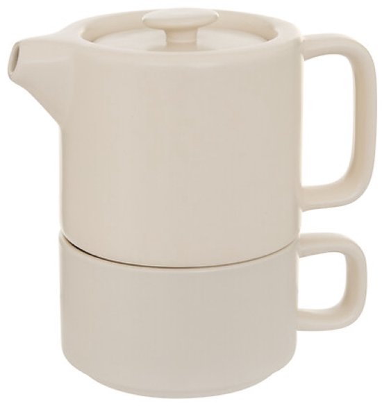 Secret de Gourmet Teapot Penang - Ceramic - with cup - cream - 10 x 15 cm
