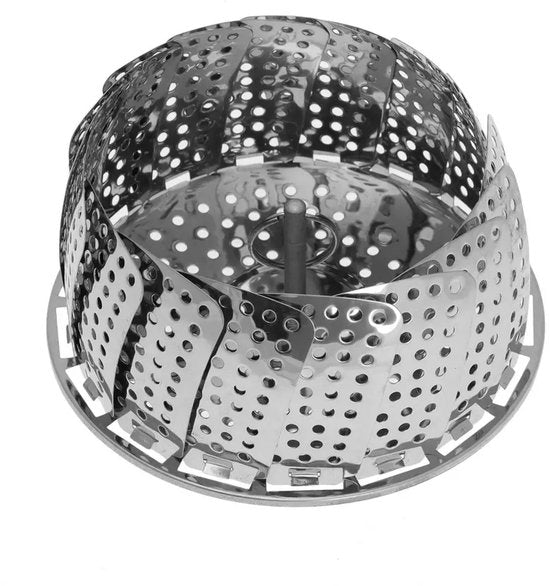 Panier vapeur - Ensemble de paniers vapeur - 2 pièces - Panier vapeur pour légumes - Pliable - Acier inoxydable - Ø24 cm & Ø28 cm - Argenté