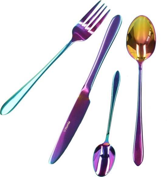 Homla Abele bestekset 16-delig – iridescent cutlery set, RVS, multicolor – foto 2