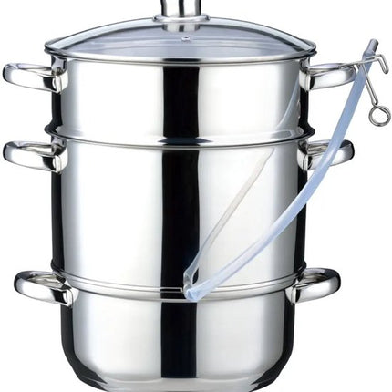 Klausberg Stoomsapcentrifuge - Steam Juicer voor Fruit & Groenten - Inductie Geschikt - Sapmaker met Slang - 8L - RVS - Ø26cm - Zilver