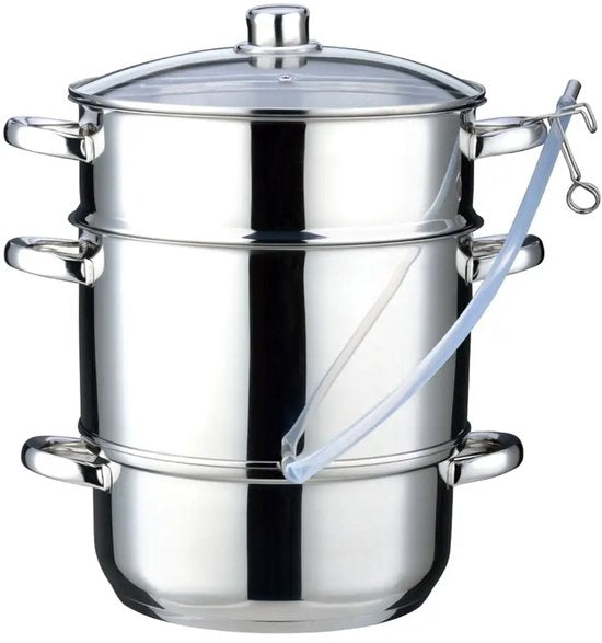 Klausberg Stoomsapcentrifuge - Steam Juicer voor Fruit & Groenten - Inductie Geschikt - Sapmaker met Slang - 8L - RVS - Ø26cm - Zilver
