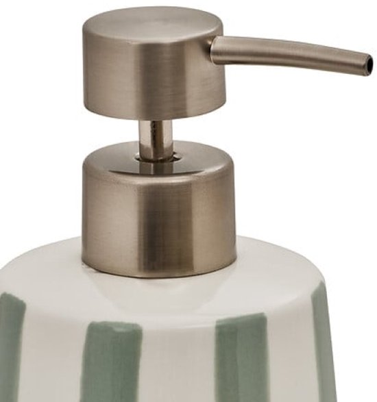 Strio Soap Dispenser - Soap Pump - Set of 2 - Luxury Bathroom & Kitchen Accessory - 400 ml - Ø8.6 x 17.3 cm - Dolomite - Celadon Green
