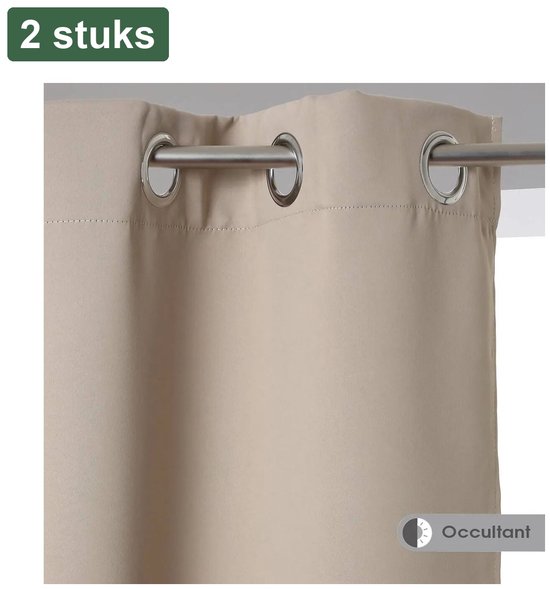 Atmosphera blackout curtains - set of 4 pieces - W135 x L240 cm - beige - pleated - with eyelets - ready-made - Set of 2 curtains - Fully blackout - Heat-regulating