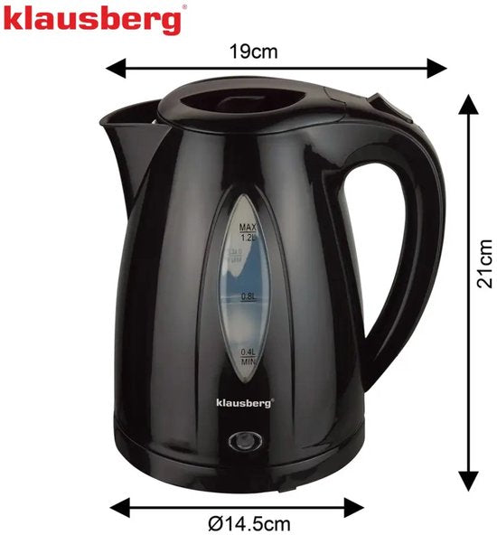 Klausberg KB-9001 - Waterkoker - 1. 2 liter - Zwart - 1100 watt