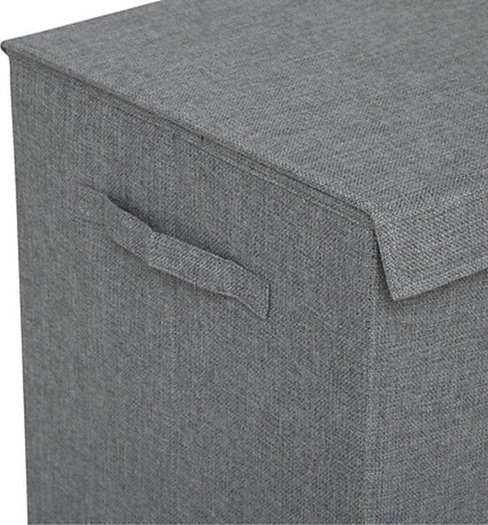 5Five Eureka sorteer wasmand - 74 liter - grijs - 37 x 37 x 60 cm - MDF / Polyester stof - met afsluitklep
