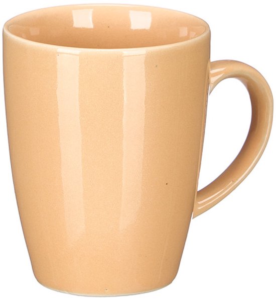Kaffee- und Teetassen - 6er-Set - Tasse - Keramik-Kaffeetasse - Steingut-Teetasse - Glänzender Kaffeebecher - Moderne Tasse - 330 ml - 8,5 x 11,5 x 10,5 cm - Beige - 6-teiliges Set