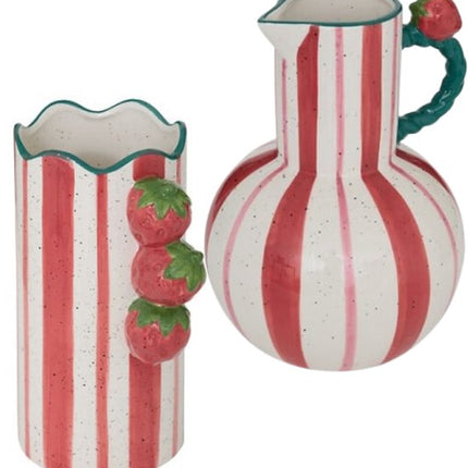 Vaas – Keramische Vaas – Gestreepte Vazen – Moderne Design Bloemenvaas Set – Decoratieve Woonaccessoires – 23 & 25 cm in Hoogte – Multicolor Gestreept