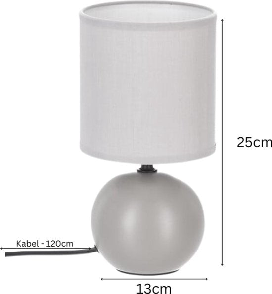 Atmosphera Timéo bol tafellamp grijs – keramische lampjes, set van 2, 25 cm – foto 3