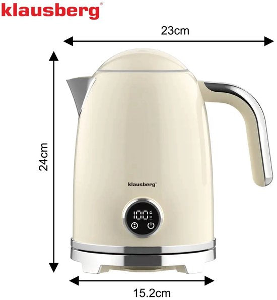 Klausberg waterkoker met temperatuurinstelling – beige, RVS, 1,7 liter – foto 6