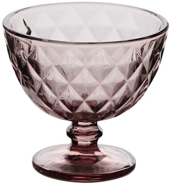 IJscoupe - Set van 6 - IJsjeshouder - Dessertkom - Glazen IJsbeker - Dessertkom Glas - Coupe voor IJs, Sorbet & Nagerechten - Vaatwasserbestendig - 300 ml - Roze