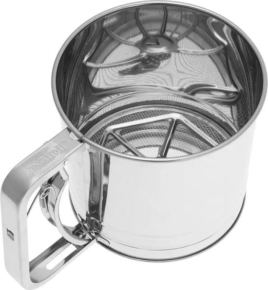 KINGHOFF Tamis à farine 450 g – Tamis à farine en acier inoxydable pour la pâtisserie