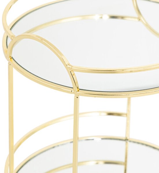 Ronde gouden spiegeltray, decoratief dienblad van staal met spiegelbodem, Ø 20,5 cm