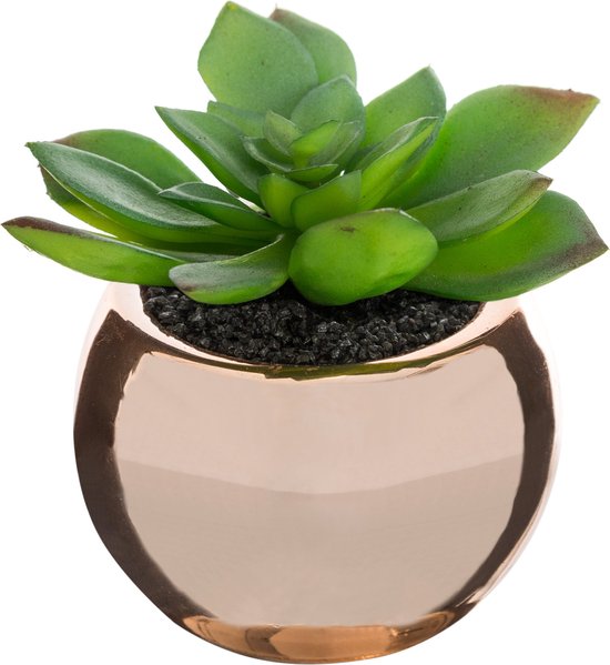 Atmosphera kunstplant in roze keramische pot, hoogte 15 cm