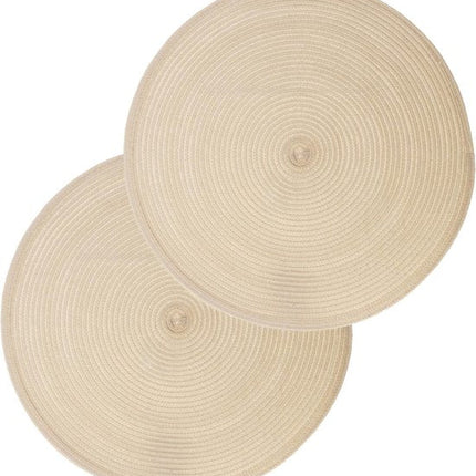 Secret de Gourmet ronde placemat - Set van 4x stuks - beige - gevlochten kunststof - Dia 38 cm - Onderleggers