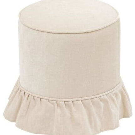 Poef - Zachte Zitpoef - Voetenbank - Hocker - Decoratieve Poef - Max. 110 kg - Ø35.3 x 41 cm - Chenille Ivoor