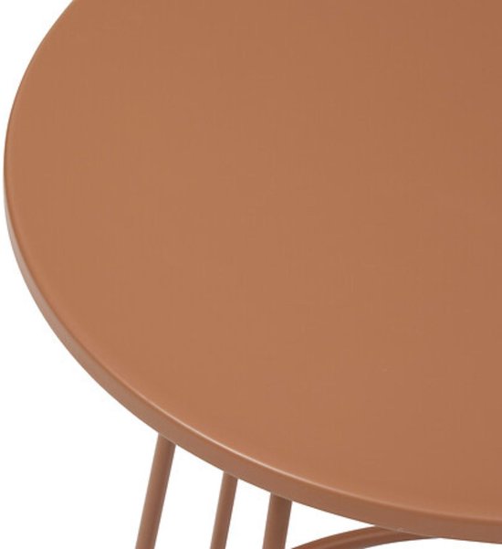 Coffee table and side table round Ø 38 cm metal terracotta brown – compact size