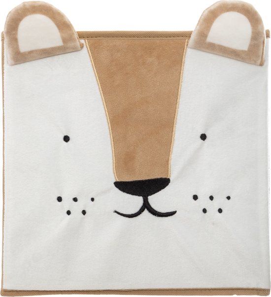 Atmosphera Storage basket / cupboard basket lion - for children - cardboard / plastic - brown - 30 x 30 cm