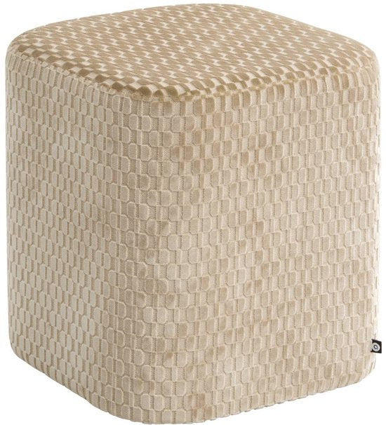 Selia poef vierkant 35 x 35 cm, ivoorkleurig, fluwelen bekleding