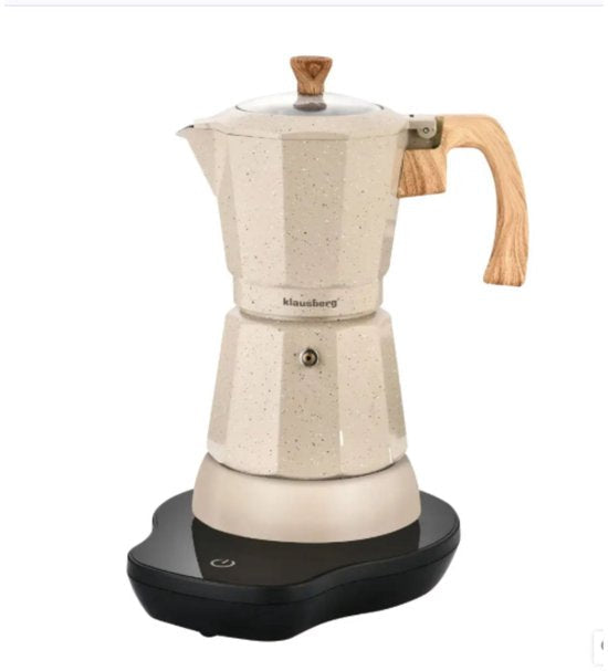 Klausberg elektrische mokapot KB-7999 – espresso koffiemaker 300 ml, beige