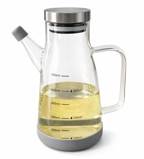 Glazen olie- en azijndispenser 550 ml – met schenktuit en maatverdeling – foto 3