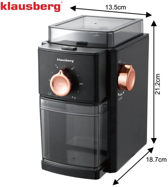Klausberg koffiemolen flat burr – maalgraad instelbaar, tot 12 kopjes, 150 W – foto 2