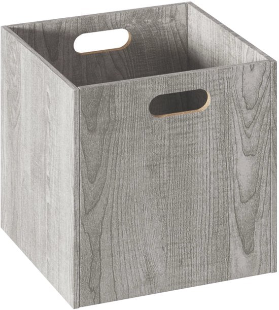 5Five Storage basket / cupboard basket - Grey wash - 31 x 31 x 31 cm - 29 liters - Cube unit baskets - Wood - Foldable - Crates