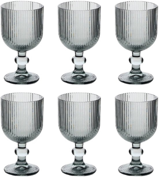 Glazen - Cocktailglas - Set van 6 - Glazen Wijnglas - Elegant Design - Voor Feestelijke Gelegenheden - Vaatwasserbestendig - 250ml - Grijs