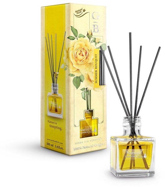 Elix - Reed Diffuser - Air Freshener - Interior Fragrance - Long-lasting Scent - for Living Room, Bedroom, Bathroom & Office - 100 ml - Summer Bouquet