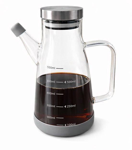 Glazen olie- en azijndispenser 550 ml – met schenktuit en maatverdeling – foto 2
