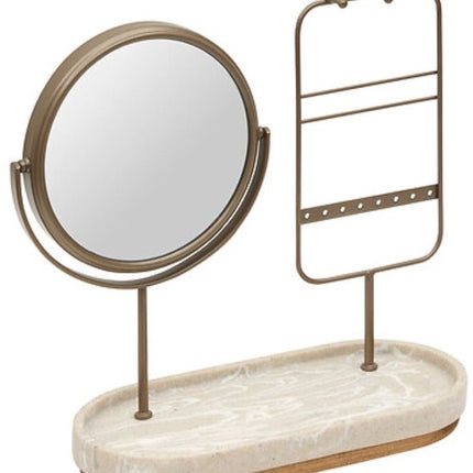 Spiegel - Decoratieve Spiegel - Staande Spiegel - Tafelspiegel - Tafeldecoratie - Voor Woonkamer & Interieur - Polyresin - 25.5 x 11.8 x 27 cm - Beige