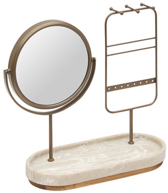Spiegel - Decoratieve Spiegel - Staande Spiegel - Tafelspiegel - Tafeldecoratie - Voor Woonkamer & Interieur - Polyresin - 25.5 x 11.8 x 27 cm - Beige