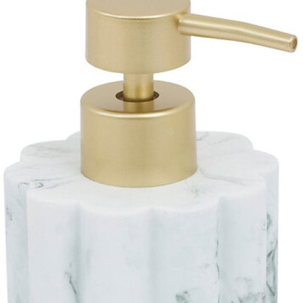 Badkamer Accessoiresset – Moderne Badkamer Accessoires – Zeeppomp 230ml & Toiletborstel Set – Luxe Zeepdispenser & Toiletborstel met Houder – Polyresin – Wit Marmer