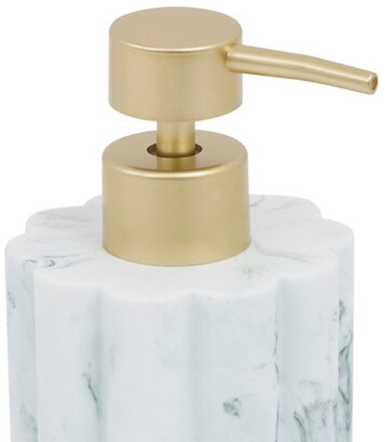 Bathroom Accessory Set – Modern Bathroom Accessories – Soap Pump 230 ml & Toothbrush Holder Set – Luxury Soap Dispenser & Toothbrush Holder Set – Polyresin – White Marble